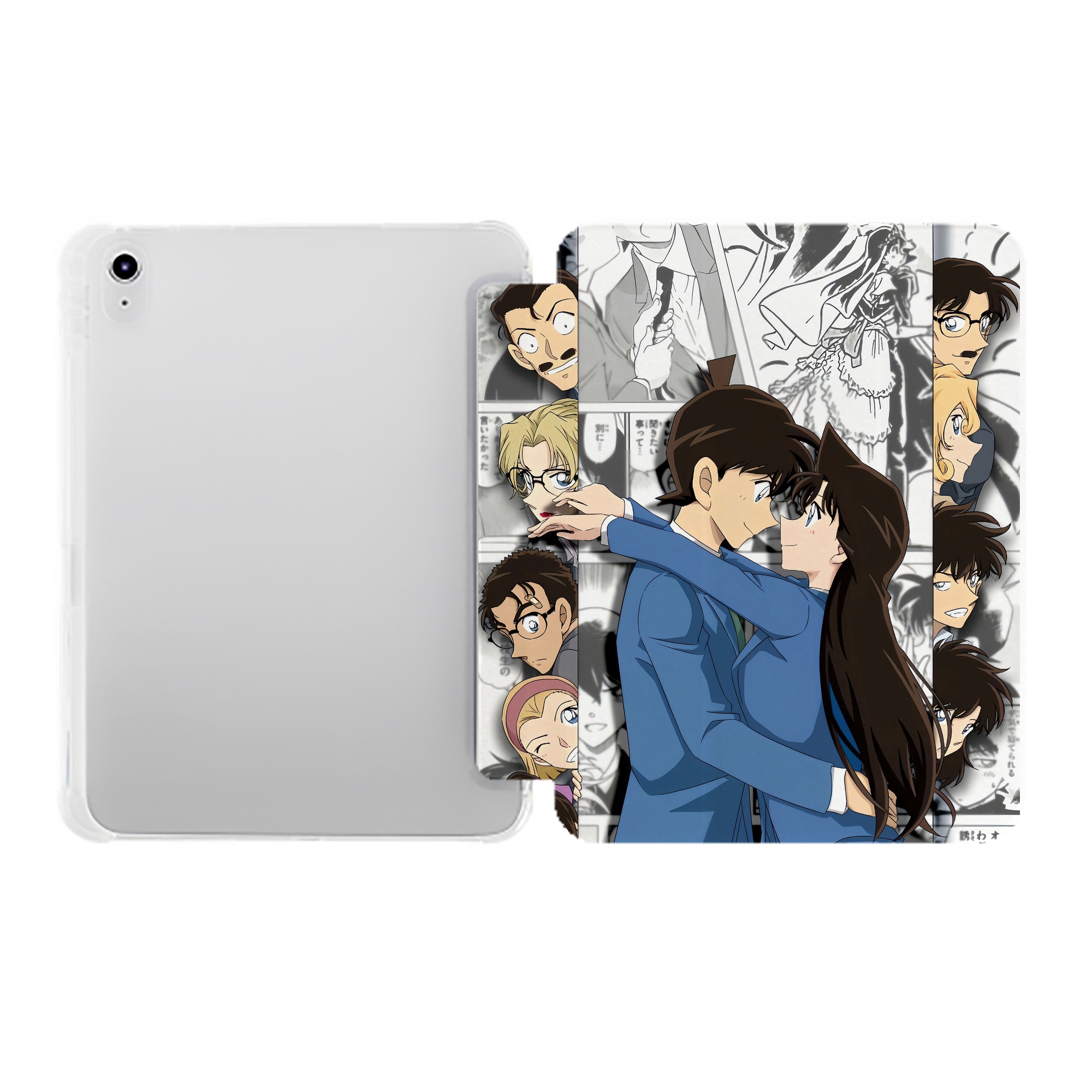 （画像用） 名探偵コナン Detective Conan IPad ケース ペン収納付き 三つ折りスタンド PUレザー×シリコン 対応機種9.5/10.5/10.9インチ
